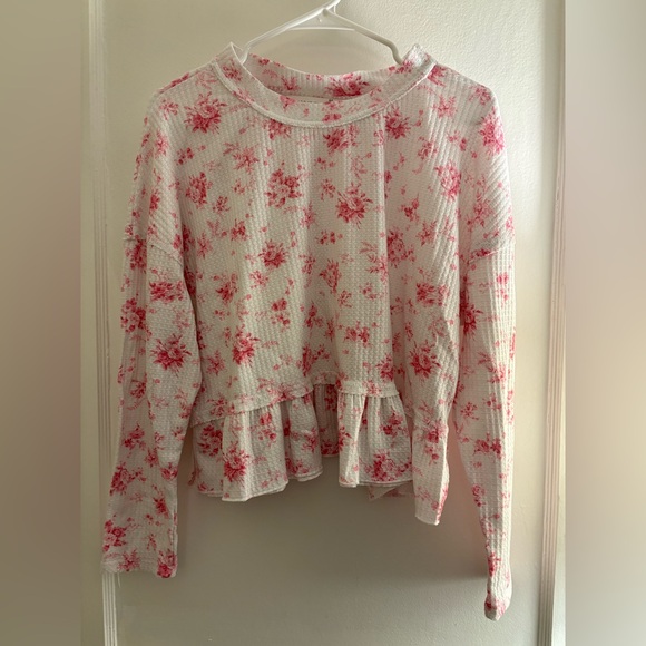 Altar'd State Aubree Waffle Long Sleeve Top in Pink - Picture 2 of 7
